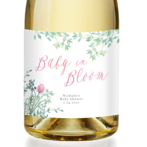 Greenery Baby Shower Champagne Label