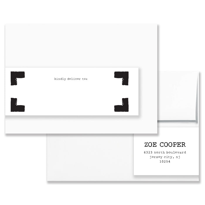 Edgy Black & White Envelope Wrap Address Labels Coll. 7