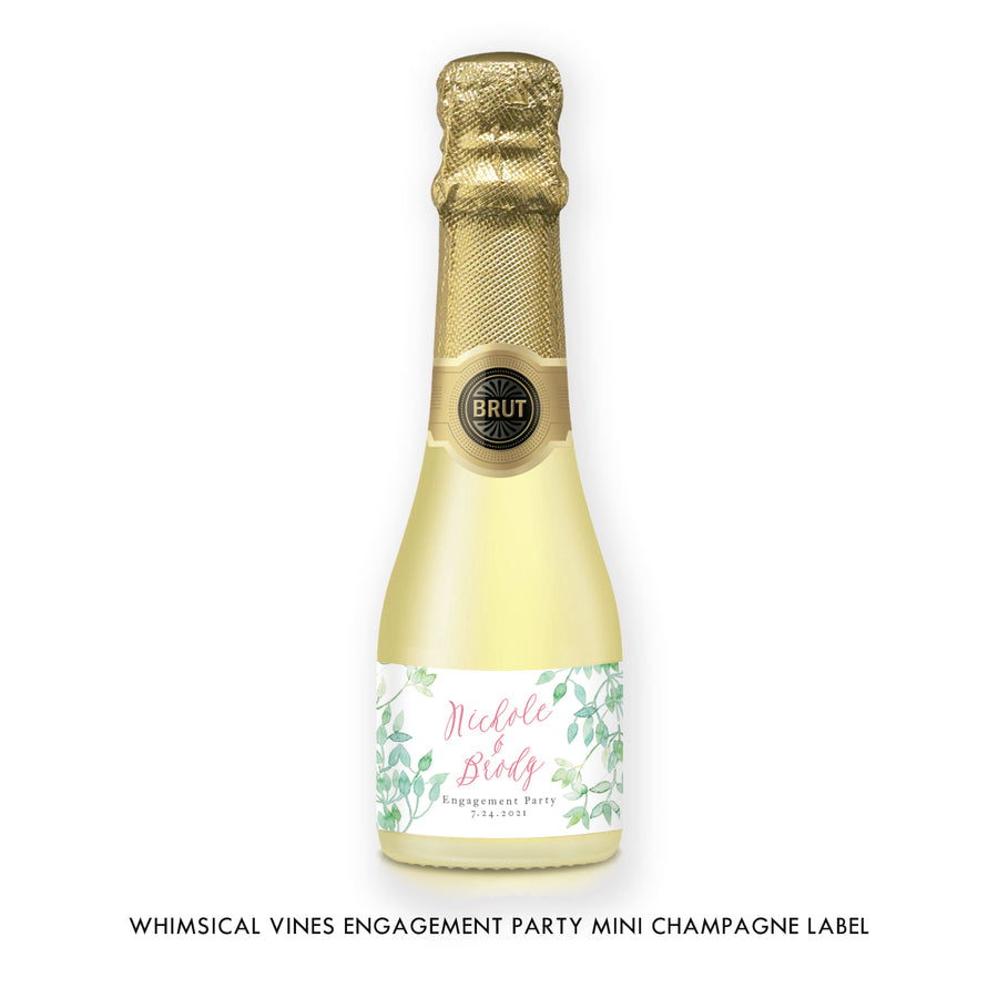 Whimsical Vines Engagement Champagne Labels Coll. 16