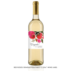 Red Roses Graduation Wine Labels Coll. 1B