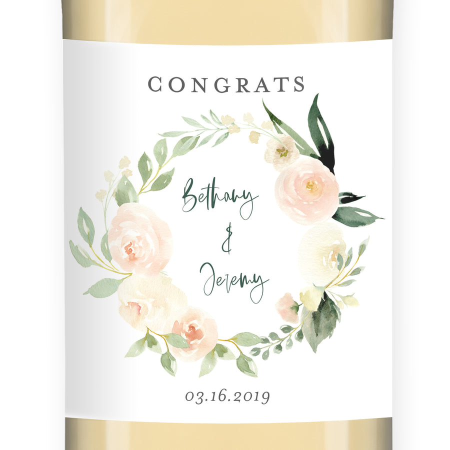 Floral + Greenery Engagement Wine Label Coll. 2
