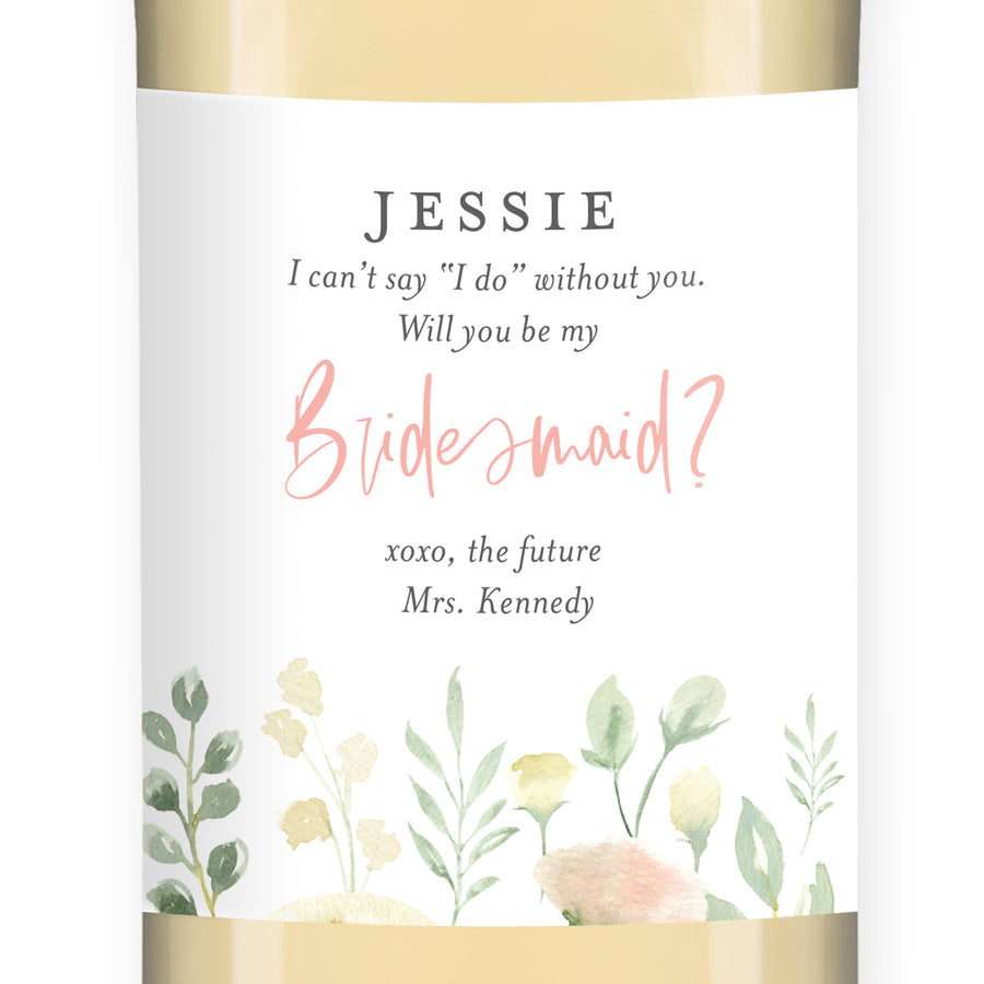 Floral + Greenery Bridesmaid Proposal Wine Labels Coll. 2