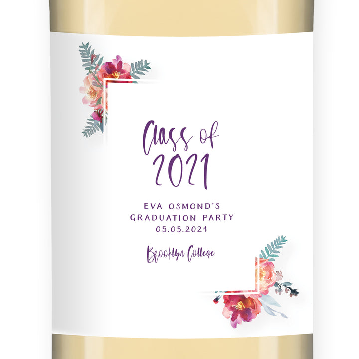 Floral Graduation Wine Label