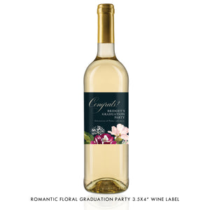 Romantic Floral Graduation Wine Labels Coll. 6