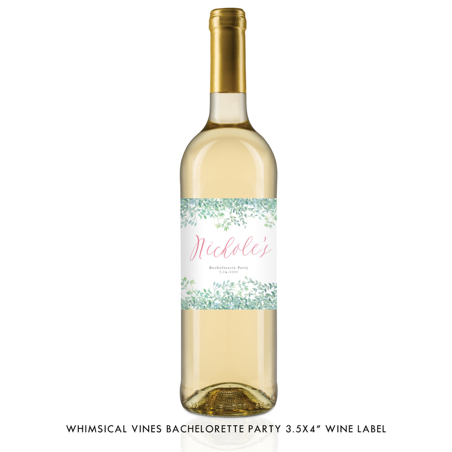 Whimsical Vines Bachelorette Party Wine Labels Coll. 16