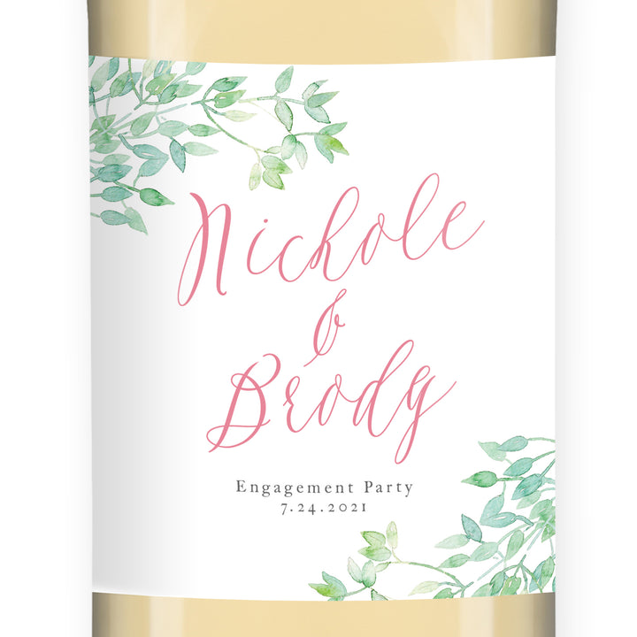 Greenery Engagement Party Wine Label