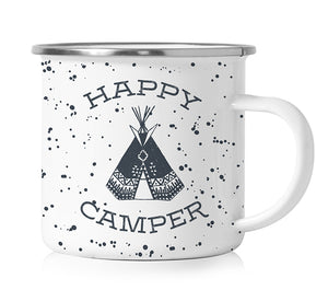 Happy Camper Speckled Metal Campfire Mug