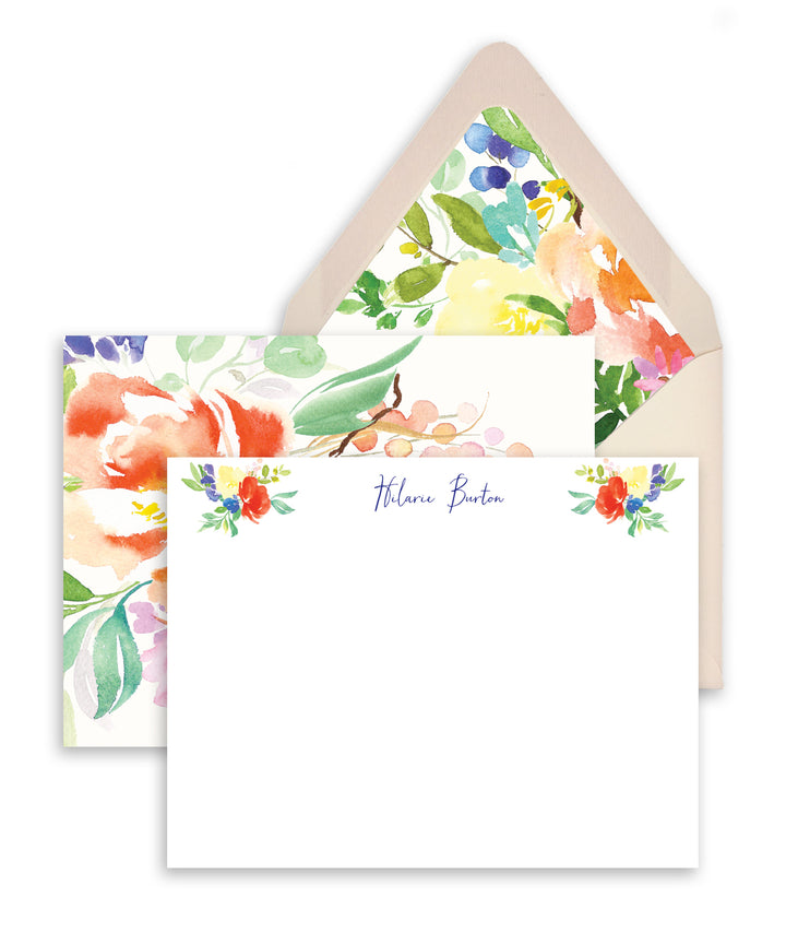 Bright Watercolor Floral Personalized Stationery