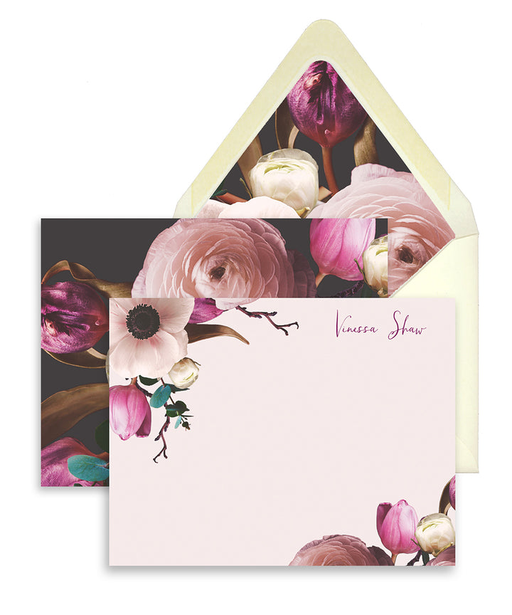 Vintage Purple Floral Personalized Stationery