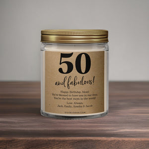 50 and Fabulous Scented Personalized Candle