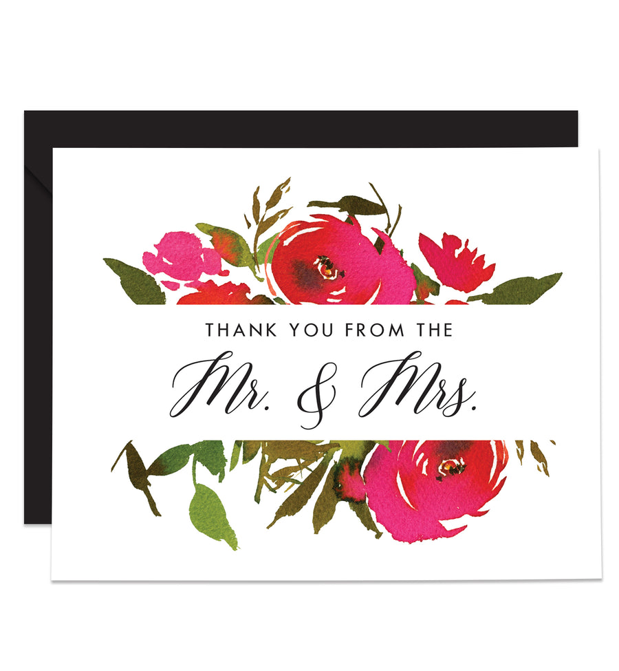 Red Roses Newlyweds Thank You Cards Coll. 1B