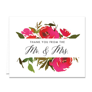 Red Roses Newlyweds Thank You Cards Coll. 1B