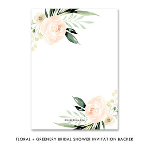 Floral Bridal Shower Invitations Greenery