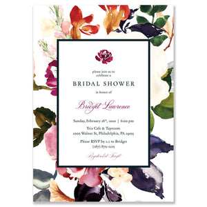 Romantic Elegant Floral Bridal Shower Invitations with Burgundy, Pink, and Red Watercolors by Digibuddha