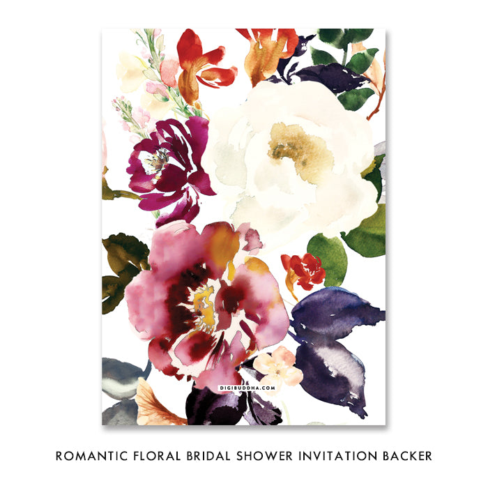 Elegant floral bridal shower invitations, traditional bridal shower design, watercolor flower invitation, greenery bridal shower, garden party, unique bridal brunch invite
