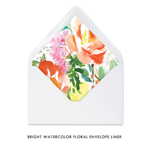 Bright Watercolor Floral Rehearsal Dinner Invitation Coll. 9