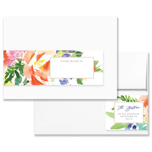 Bright Watercolor Floral Envelope Wrap Address Labels Coll. 9