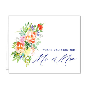 Bright Watercolor Floral Newlyweds Thank You Cards Coll. 9