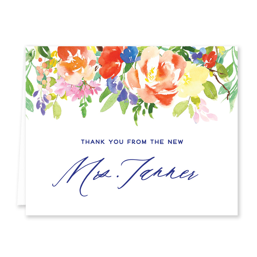 Bright Watercolor Floral Bridal Thank You Card Coll. 9