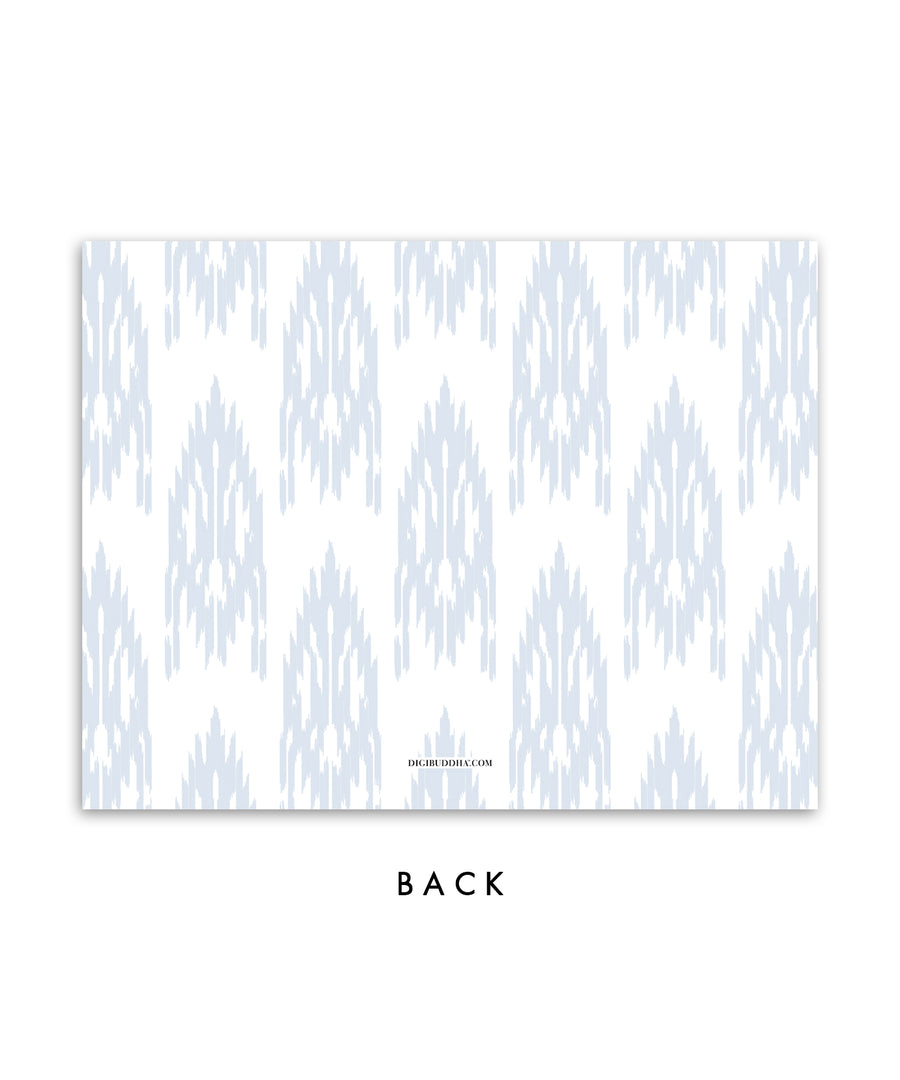 Blue Gray Ikat Personalized Stationery Coll. 10