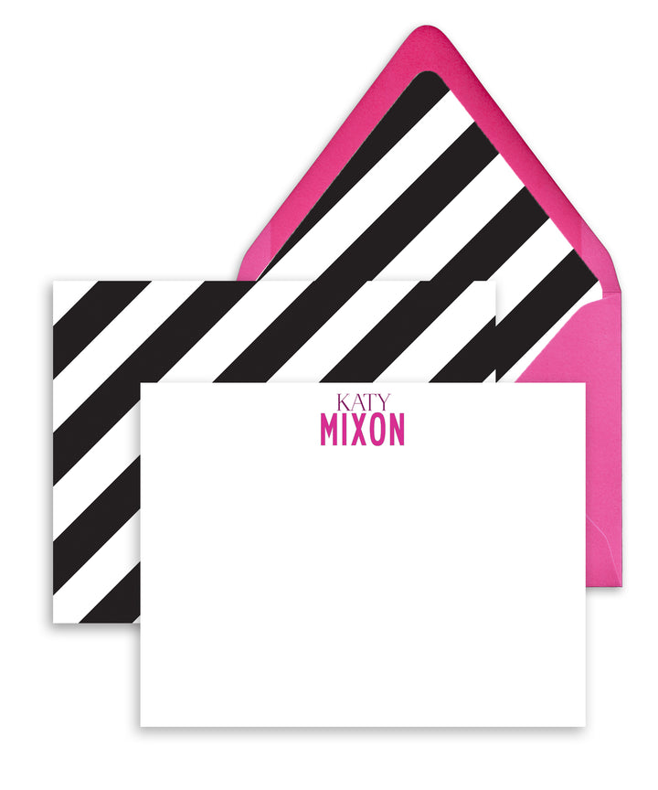 Black and White Striped Personalized Stationery