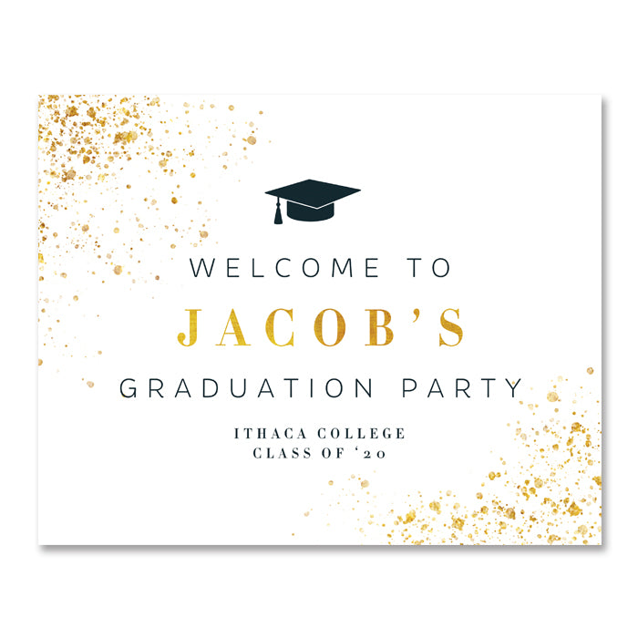 Classic Black & Gold Graduation Party Sign Coll. 25