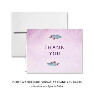Purple Watercolor Florals Thank You Card Coll. 4