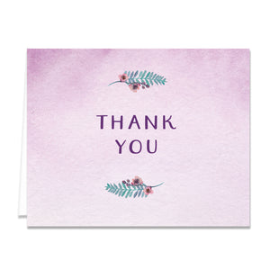 Purple Watercolor Florals Thank You Card Coll. 4