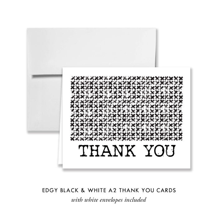 Edgy Black & White Thank You Card Coll. 7