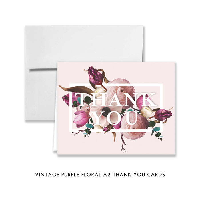 Vintage Purple Floral Thank You Card Coll. 17