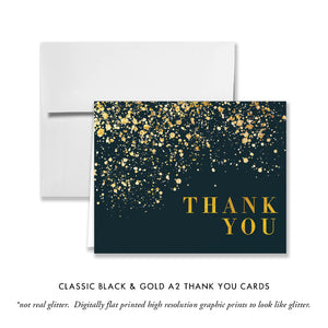 Classic Black & Gold Thank You Card Coll. 25