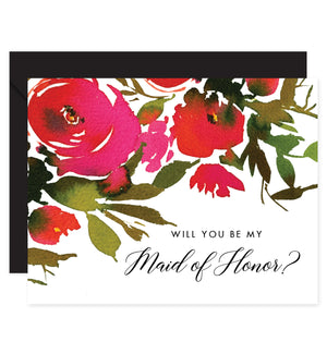 Red Roses Will You Be My Bridesmaid? Card | Coll. 1B