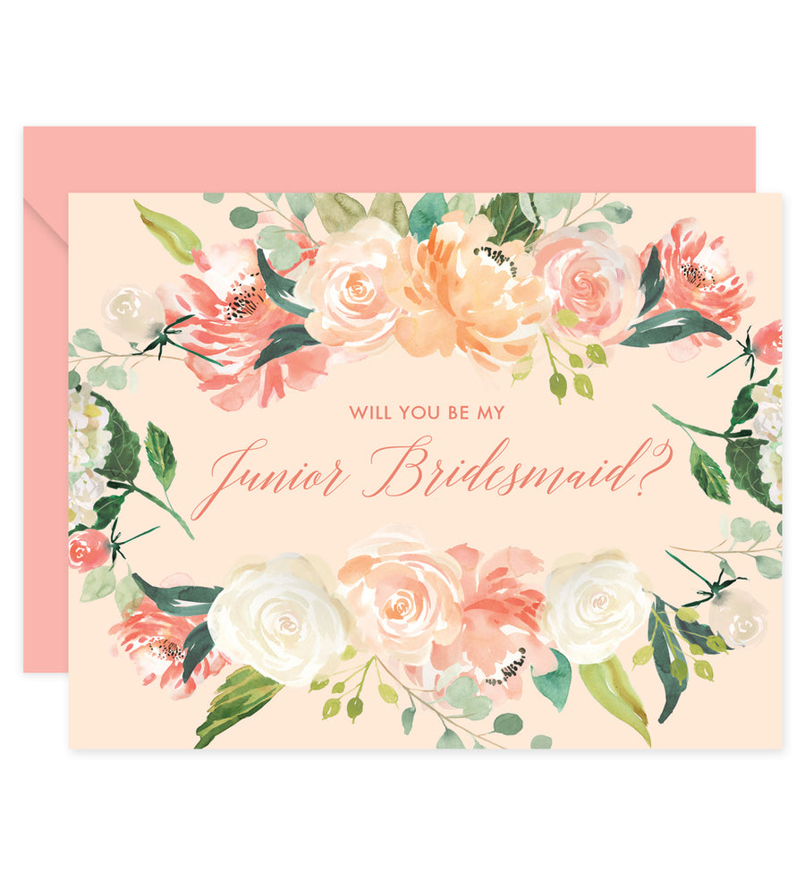 Peach Florals Will You Be My Bridesmaid? Card