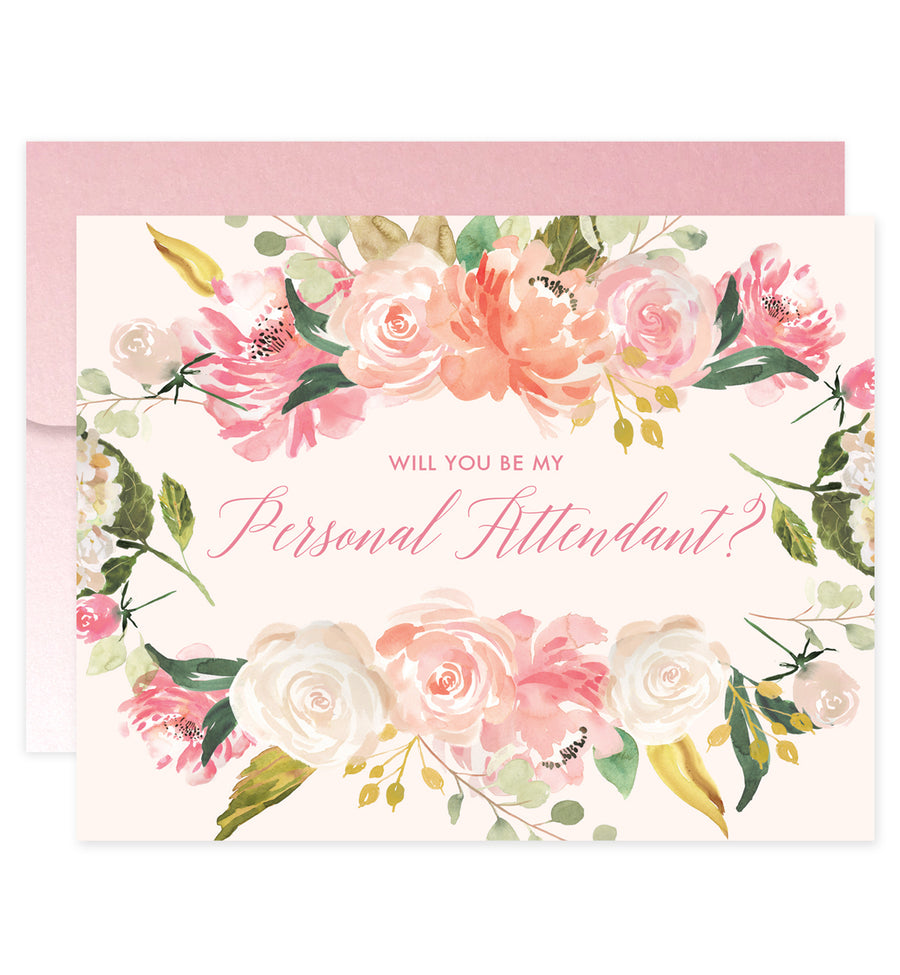 Blush Florals Will You Be My Bridesmaid? Card