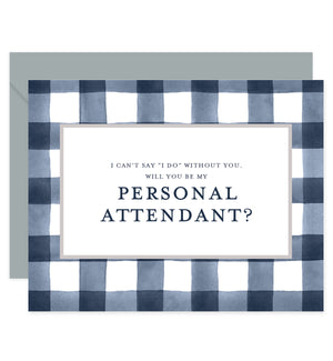 Navy Gingham Will You Be My Bridesmaid? Card | Coll. 3