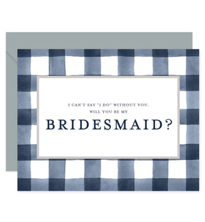 Navy Gingham Will You Be My Bridesmaid? Card | Coll. 3