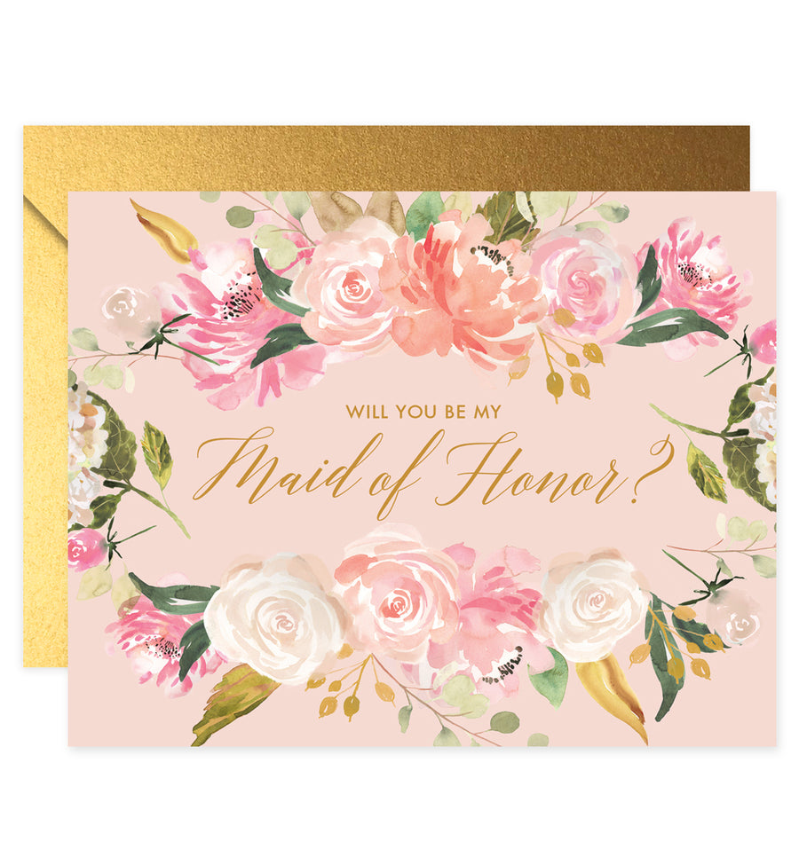 Pink Florals Will You Be My Bridesmaid? Card