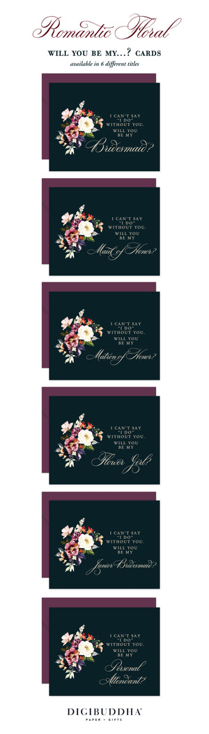 Romantic Floral Will You Be My Bridesmaid? Card | Coll. 6