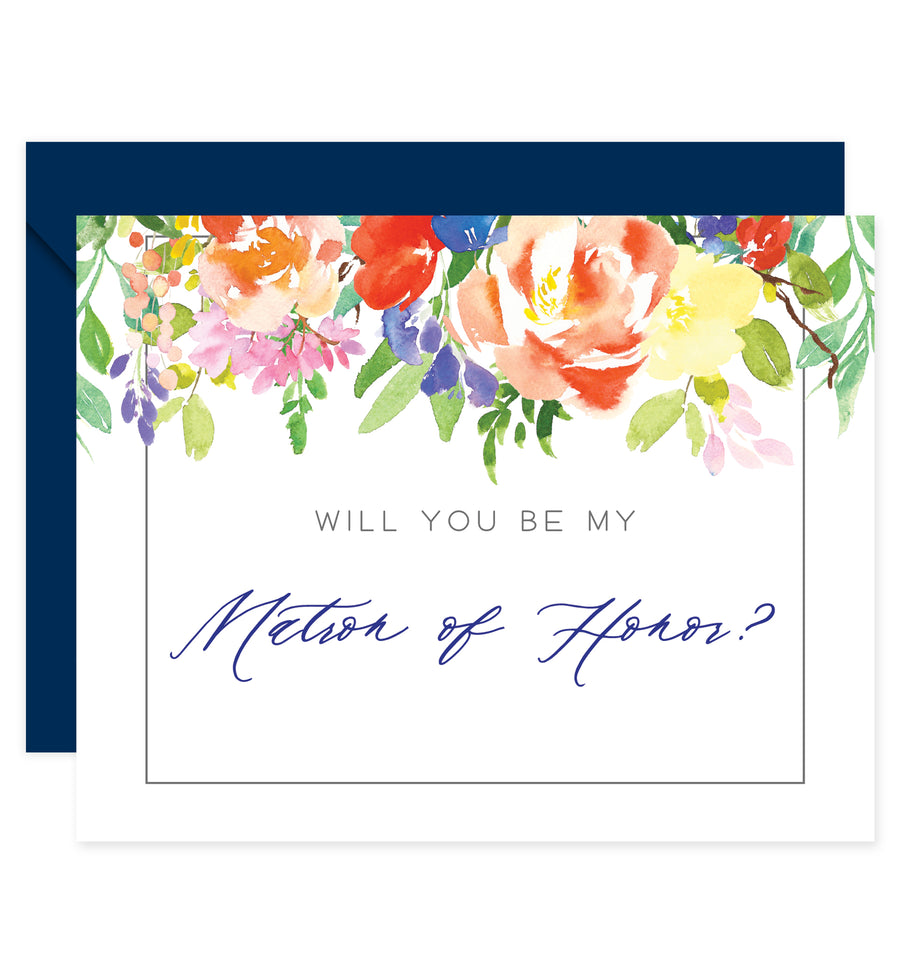 Bright Watercolor Floral Will You Be My Bridesmaid? Card | Coll. 9