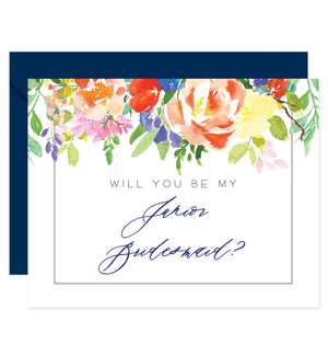 Bright Watercolor Floral Will You Be My Bridesmaid? Card | Coll. 9