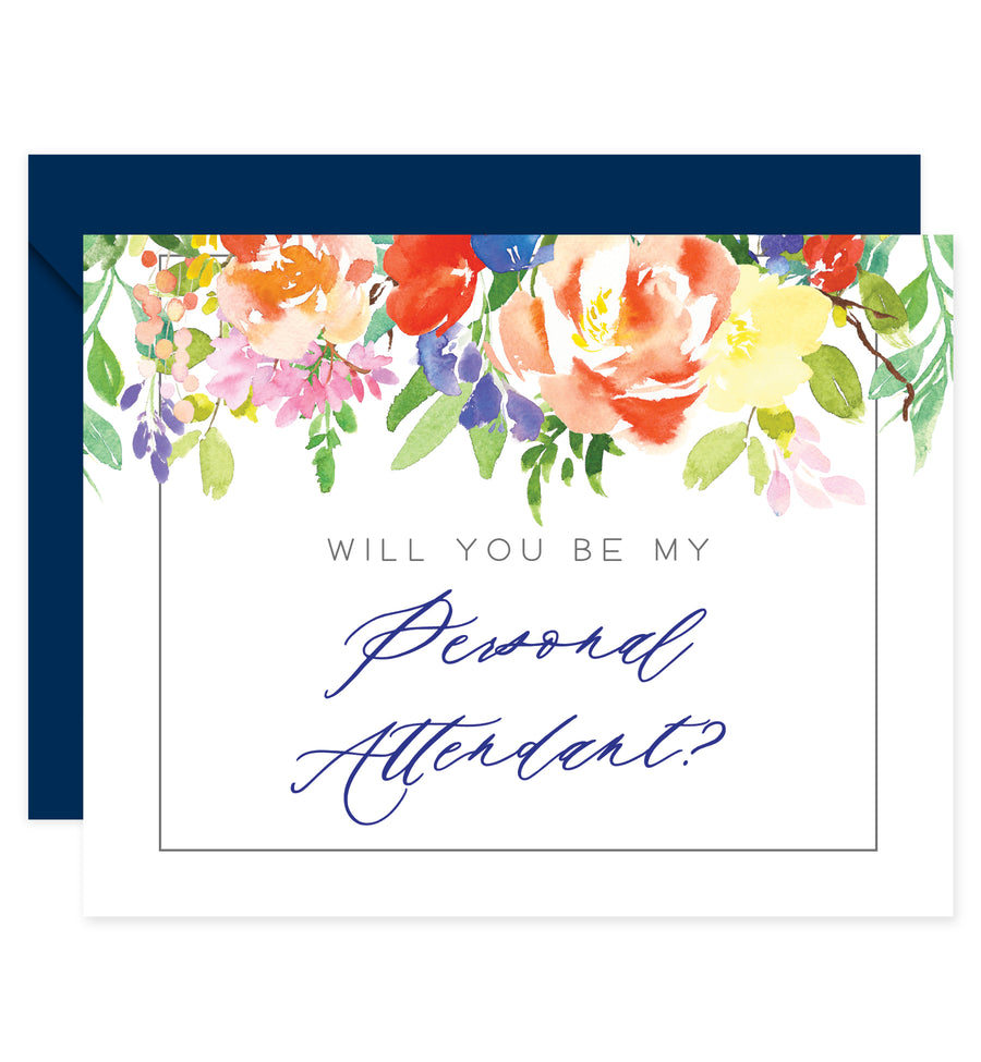 Bright Watercolor Floral Will You Be My Bridesmaid? Card | Coll. 9