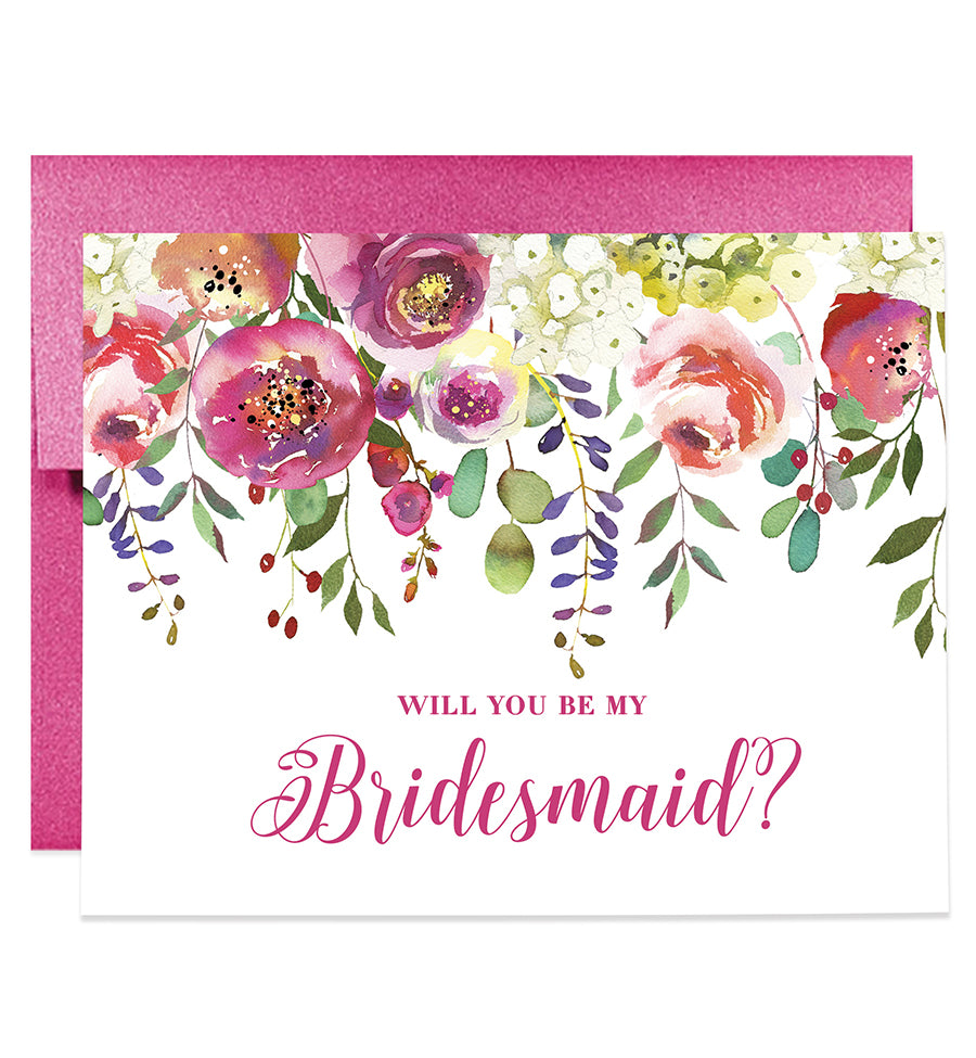 Rainbow Floral Will You Be My Bridesmaid? Card | Amber