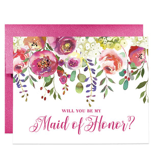 Rainbow Floral Will You Be My Bridesmaid? Card | Amber