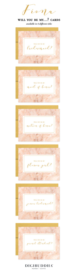Will You Be My Bridesmaid? Pink + Gold Card | Fiona