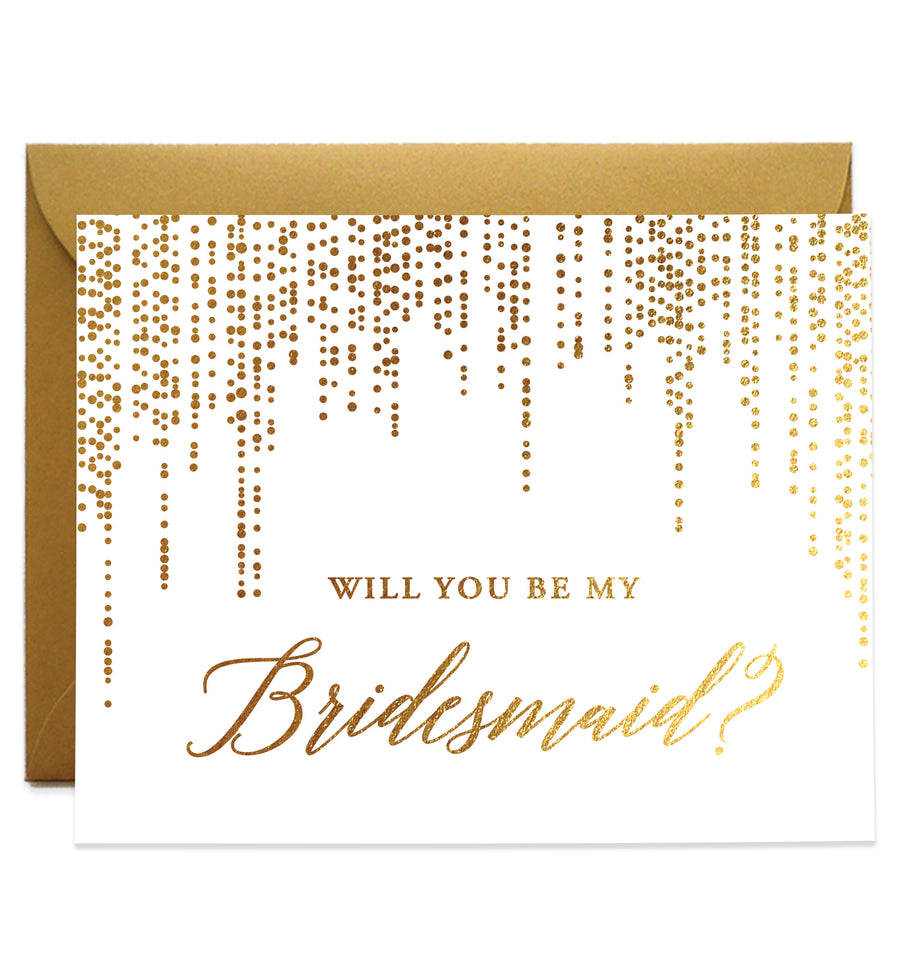 Real Gold Foiled Bridesmaid Proposal Card