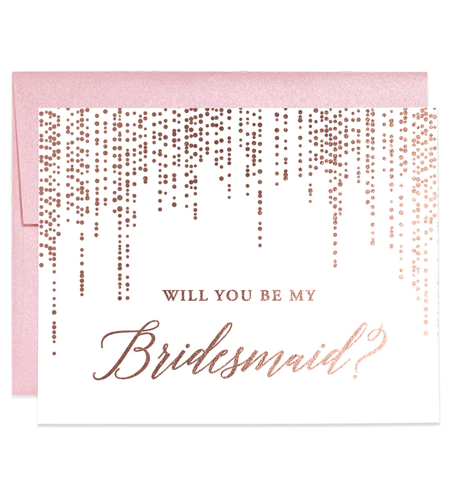 Rose Gold Foiled Bridesmaid Proposal Cards