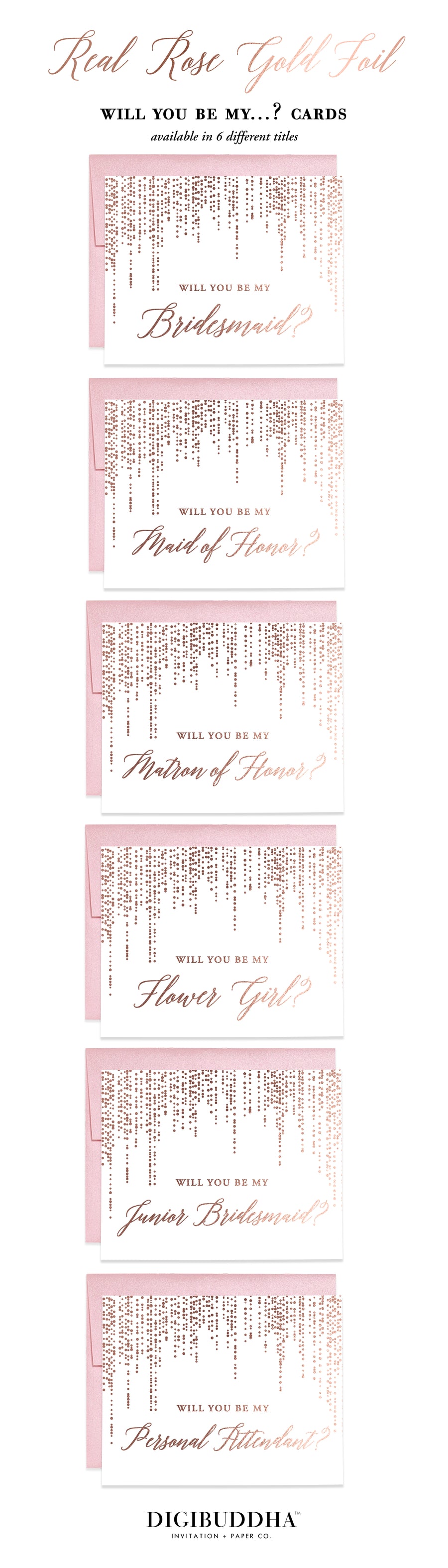 Will You Be My Bridesmaid? Rose Gold Foil Proposal Card