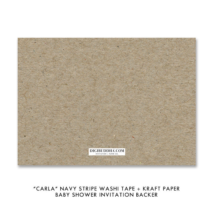 “Carla” Navy Stripe Washi Tape + Kraft Paper Baby Shower Invitation