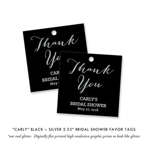 "Carly" Black + Silver Bridal Shower Invitation