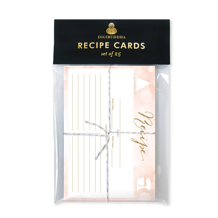 Glitter Recipe Cards |  Carly Blush Gold